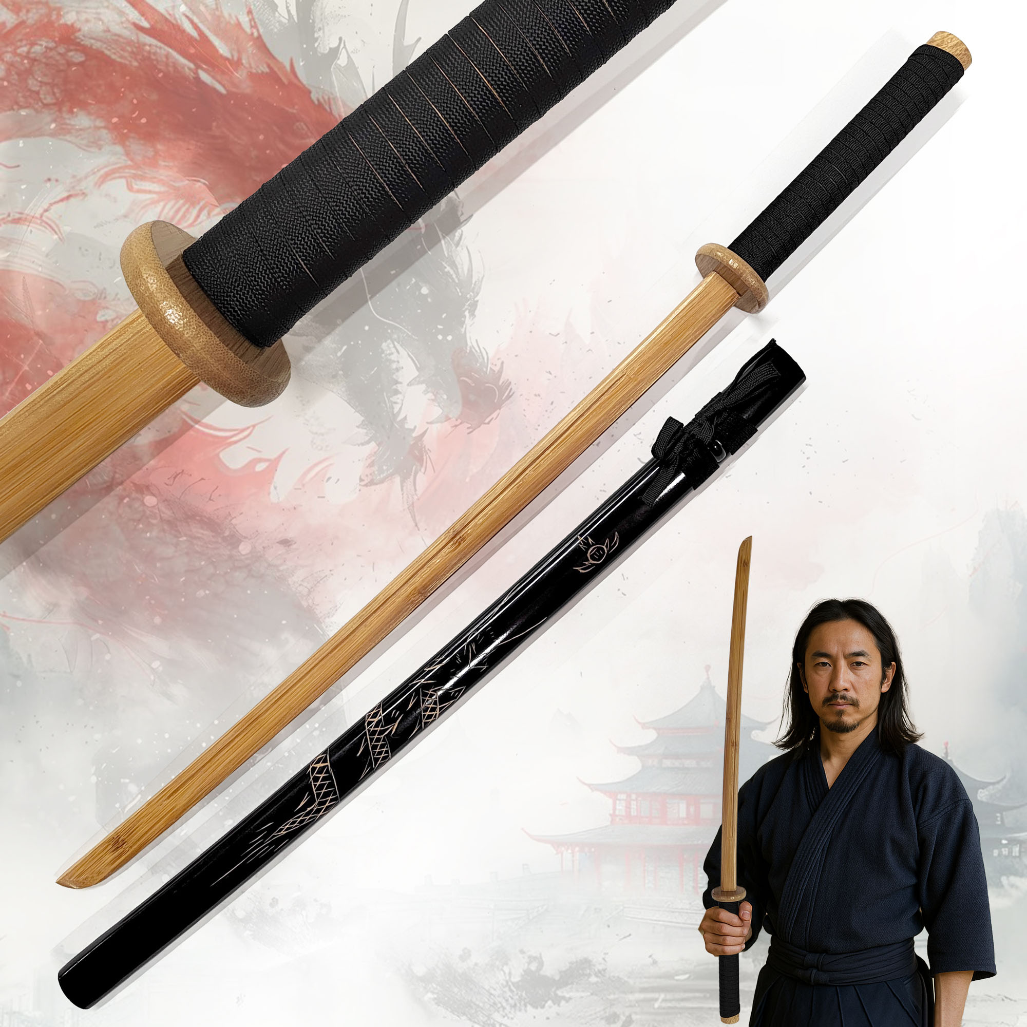 Katana Bokken mit Scheide - Holzversion